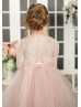 Dusty Pink Lace Tulle Flower Girl Dress